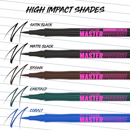 Maybelline Eyestudio Master Precise All Day Waterproof Liquid Eyeliner Makeup, Black, 1 Count (Packaging May Vary) - Morena Vogue