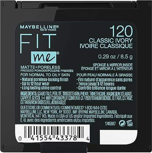 Maybelline Fit Me Matte + Poreless Pressed Face Powder Makeup & Setting Powder, Classic Ivory, 1 Count - Morena Vogue