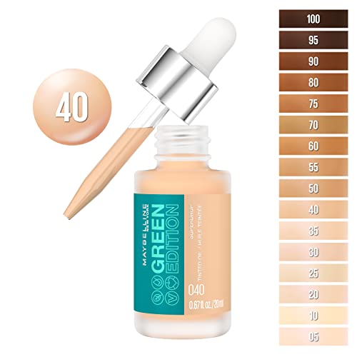 Maybelline Green Edition Superdrop Tinted Oil Base Makeup, Adjustable Natural Coverage Foundation Formulated With Jojoba & Marula Oil, 40, 1 Count - Morena Vogue