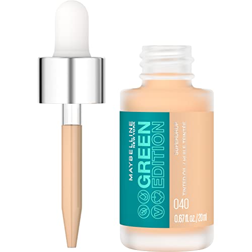 Maybelline Green Edition Superdrop Tinted Oil Base Makeup, Adjustable Natural Coverage Foundation Formulated With Jojoba & Marula Oil, 40, 1 Count - Morena Vogue