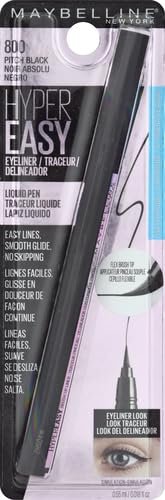 Maybelline Hyper Easy Liquid Pen No-Skip Eyeliner, Satin Finish, Waterproof Formula, Pitch Black, 0.018 Fl Oz - Morena Vogue