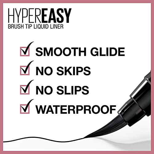 Maybelline Hyper Easy Liquid Pen No-Skip Eyeliner, Satin Finish, Waterproof Formula, Pitch Black, 0.018 Fl Oz - Morena Vogue