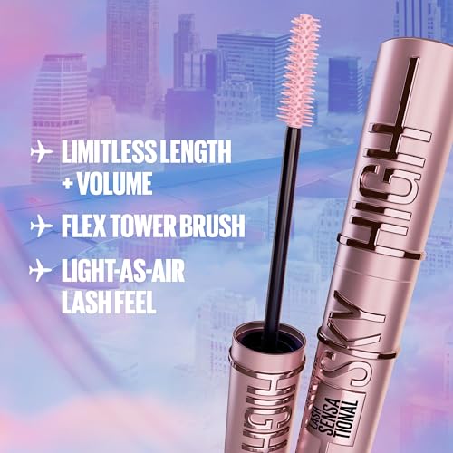 Maybelline Lash Sensational Sky High Washable Mascara Makeup, Volumizing, Lengthening, Defining, Curling, Multiplying, Buildable Formula, Blackest Black, 1 Count - Morena Vogue