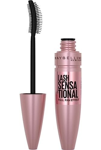 Maybelline Lash Sensational Washable Mascara, Lengthening and Volumizing for a Full Fan Effect, Blackest Black, 1 Count - Morena Vogue