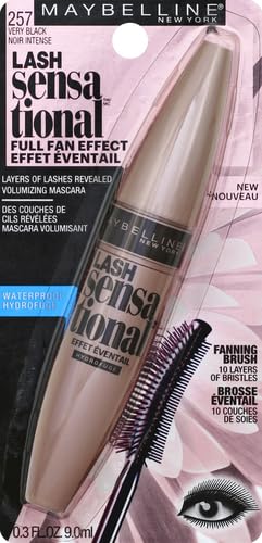 Maybelline Lash Sensational Waterproof Mascara, Lengthening and Volumizing for a Full Fan Effect,Very Black, 1 Count - Morena Vogue