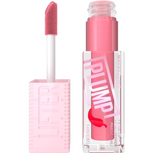 MAYBELLINE Lifter Gloss Lifter Plump, Plumping Lip Gloss with Chili Pepper and 5% Maxi-Lip, Blush Blaze, Sheer Pale Pink, 1 Count - Morena Vogue