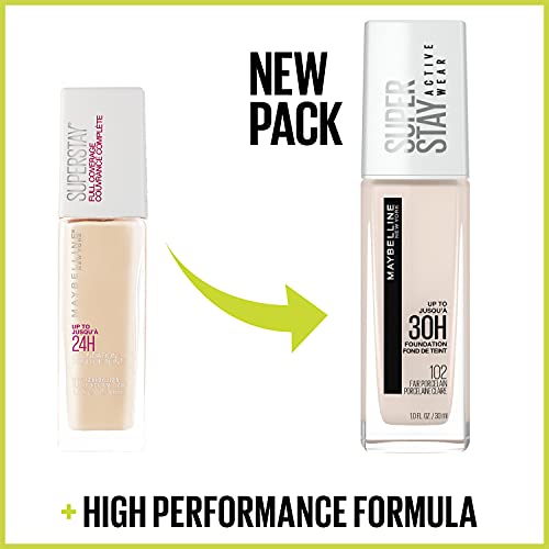 Maybelline Super Stay Full Coverage Liquid Foundation Active Wear Makeup, Up to 30Hr Wear, Transfer, Sweat & Water Resistant, Matte Finish, Light Beige, 1 Count - Morena Vogue