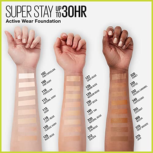 Maybelline Super Stay Full Coverage Liquid Foundation Active Wear Makeup, Up to 30Hr Wear, Transfer, Sweat & Water Resistant, Matte Finish, Light Beige, 1 Count - Morena Vogue