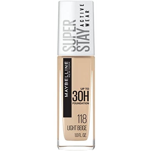 Maybelline Super Stay Full Coverage Liquid Foundation Active Wear Makeup, Up to 30Hr Wear, Transfer, Sweat & Water Resistant, Matte Finish, Light Beige, 1 Count - Morena Vogue