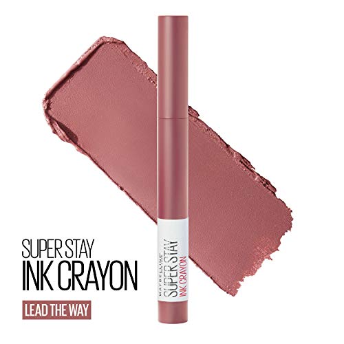 Maybelline Super Stay Ink Crayon Lipstick Makeup, Precision Tip Matte Lip Crayon with Built-in Sharpener, Longwear Up To 8Hrs, Lead The Way, Pink Beige, 1 Count - Morena Vogue