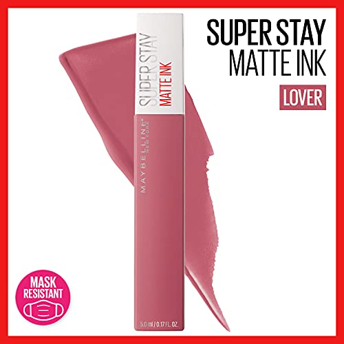 Maybelline Super Stay Matte Ink Liquid Lipstick Makeup, Long Lasting High Impact Color, Up to 16H Wear, Lover, Mauve Neutral, 1 Count - Morena Vogue