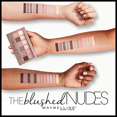 Maybelline The Blushed Nudes Eyeshadow Palette Makeup, 12 Pigmented Matte & Shimmer Shades, Blendable Powder, 1 Count - Morena Vogue