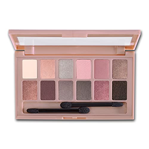 Maybelline The Blushed Nudes Eyeshadow Palette Makeup, 12 Pigmented Matte & Shimmer Shades, Blendable Powder, 1 Count - Morena Vogue