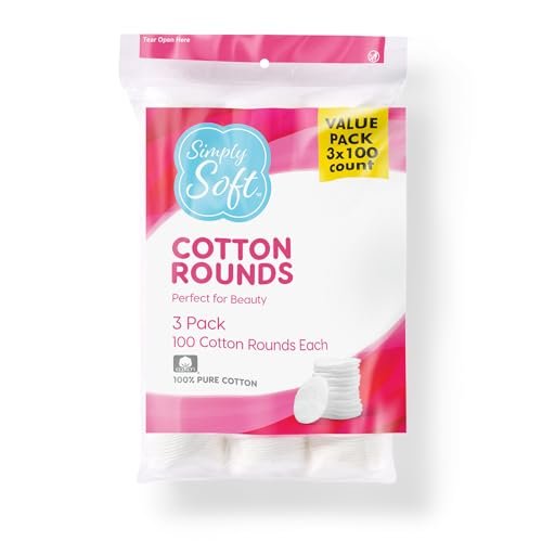 Medline Simply Soft Cotton Rounds (300 Count), 100% Cotton Absorbent and Textured Cotton Pads, Lint-Free - Morena Vogue