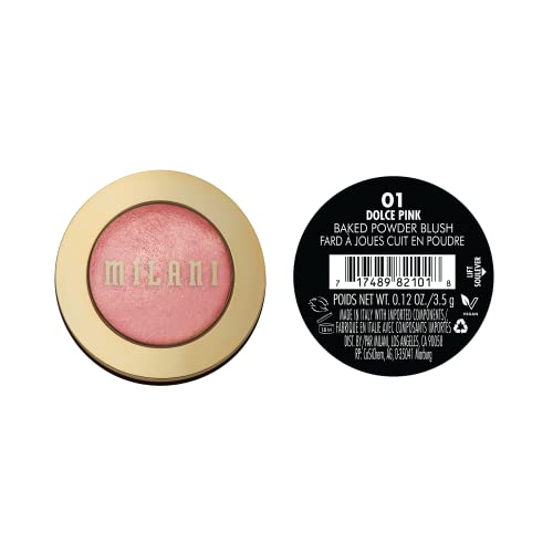 Milani Baked Blush - Dolce Pink (0.12 Ounce) Cruelty-Free Powder Blush - Shape, Contour & Highlight Face for a Shimmery or Matte Finish - Morena Vogue