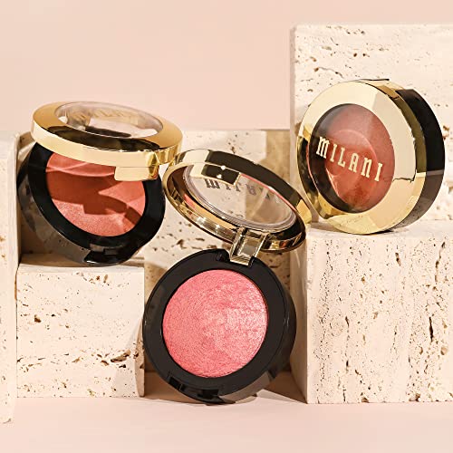 Milani Baked Blush - Dolce Pink (0.12 Ounce) Cruelty-Free Powder Blush - Shape, Contour & Highlight Face for a Shimmery or Matte Finish - Morena Vogue