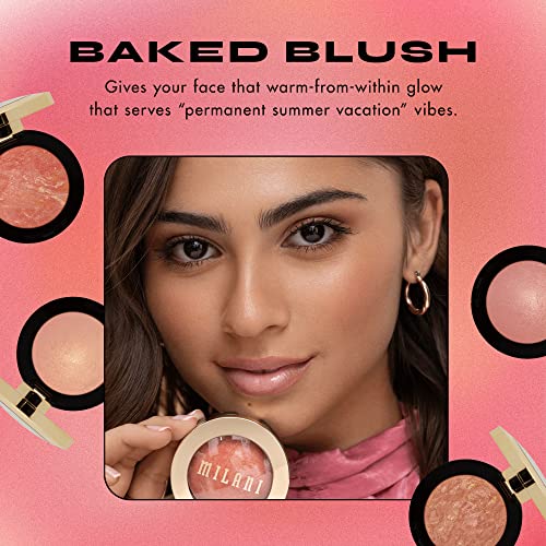 Milani Baked Blush - Dolce Pink (0.12 Ounce) Cruelty-Free Powder Blush - Shape, Contour & Highlight Face for a Shimmery or Matte Finish - Morena Vogue