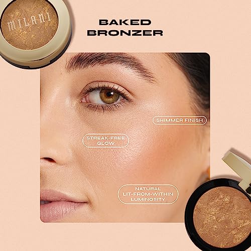 Milani Baked Bronzer - Glow, Cruelty-Free Shimmer Bronzing Powder to Use For Contour Makeup, Highlighters Makeup, Bronzer Makeup, 0.25 Ounce - Morena Vogue