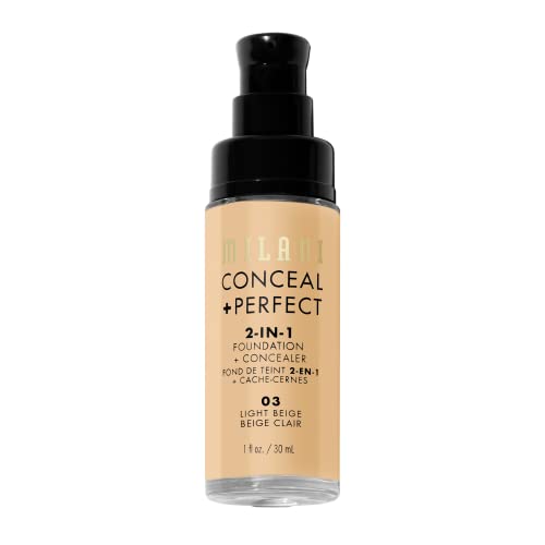 Milani Conceal + Perfect Liquid Foundation - Light Beige, 1 Fl. Oz. Cruelty-Free, Water-Resistant, Oil-Free, Medium-To-Full Coverage, Satin Matte Finish - Morena Vogue