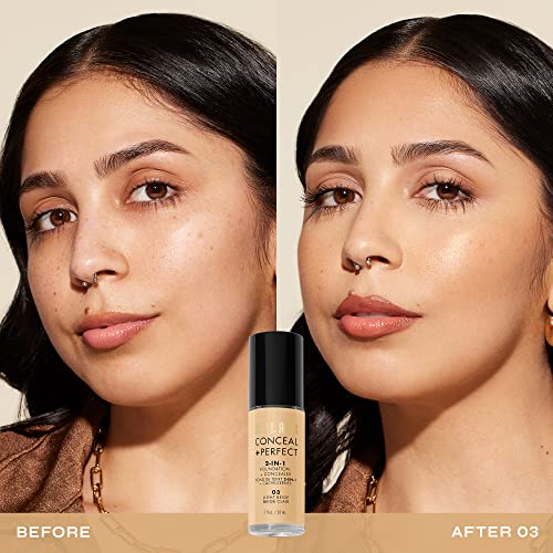 Milani Conceal + Perfect Liquid Foundation - Light Beige, 1 Fl. Oz. Cruelty-Free, Water-Resistant, Oil-Free, Medium-To-Full Coverage, Satin Matte Finish - Morena Vogue