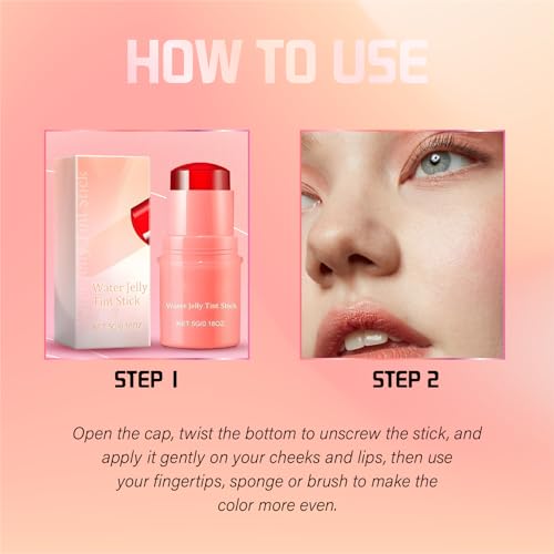 Milk Jelly Blush，Jelly Tinted Makeup Stick Create A Jelly Makeup, Buildable Watercolor Finish, Lasting Moisturising(Red) - Morena Vogue