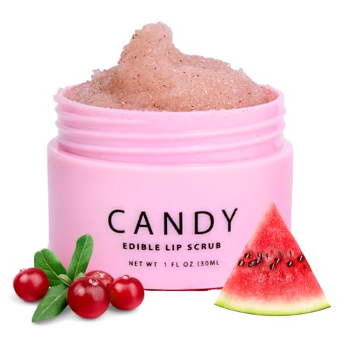 Minimo Candy Lip Exfoliator Scrub & Moisturizer - Great for Smokers Lips | Removes Dead Skin from Dry Chapped Lips - Nourishes, Softens, & Hydrates (1 oz) Travel Size - Morena Vogue