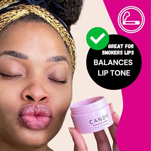 Minimo Candy Lip Exfoliator Scrub & Moisturizer - Great for Smokers Lips | Removes Dead Skin from Dry Chapped Lips - Nourishes, Softens, & Hydrates (1 oz) Travel Size - Morena Vogue