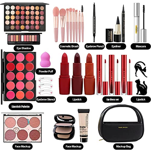 MISS ROSE M All In One Full Makeup Kit,Multipurpose Women's Makeup Sets,Beginners and Professionals Alike,Easy to Carry (Black) - Morena Vogue