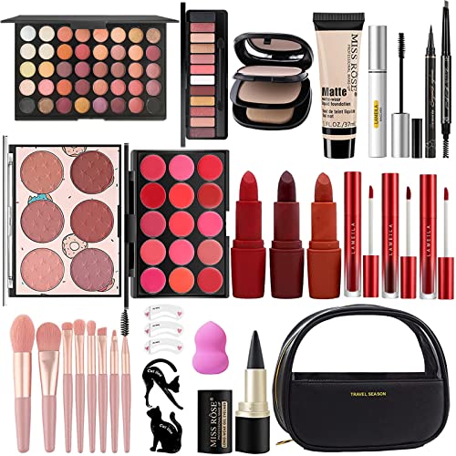 MISS ROSE M All In One Full Makeup Kit,Multipurpose Women's Makeup Sets,Beginners and Professionals Alike,Easy to Carry (Black) - Morena Vogue