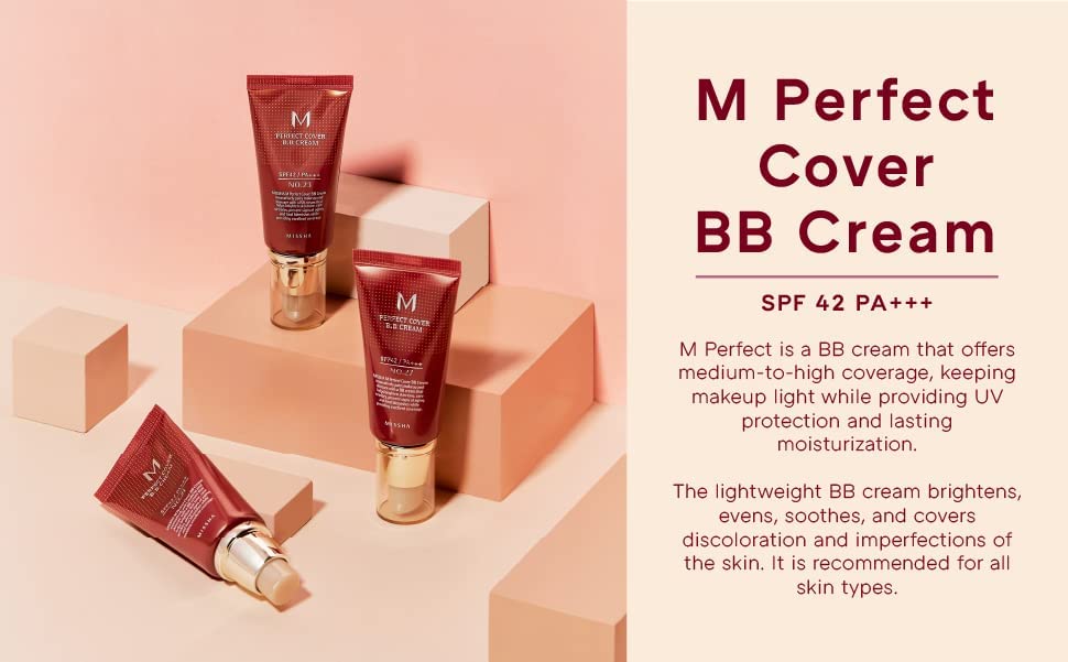 MISSHA M Perfect Cover BB Cream No.23 Natural Beige for Light with Neutral Skin Tone SPF 42 PA+++ 1.69 Fl Oz - Tinted Moisturizer for face with SPF - Morena Vogue