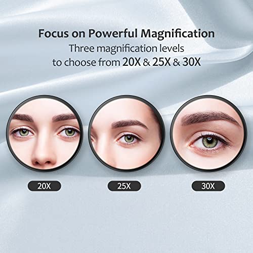 MIYADIVA 30X Magnifying Mirror, Small Magnifying Mirror with Suction Cup and Tweezers, As a Travel Mganifying Mirror, Compact Mirror Set for Plucking Eyebrows 3.5 Inches - Morena Vogue