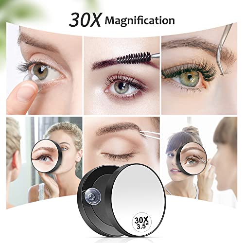 MIYADIVA 30X Magnifying Mirror, Small Magnifying Mirror with Suction Cup and Tweezers, As a Travel Mganifying Mirror, Compact Mirror Set for Plucking Eyebrows 3.5 Inches - Morena Vogue