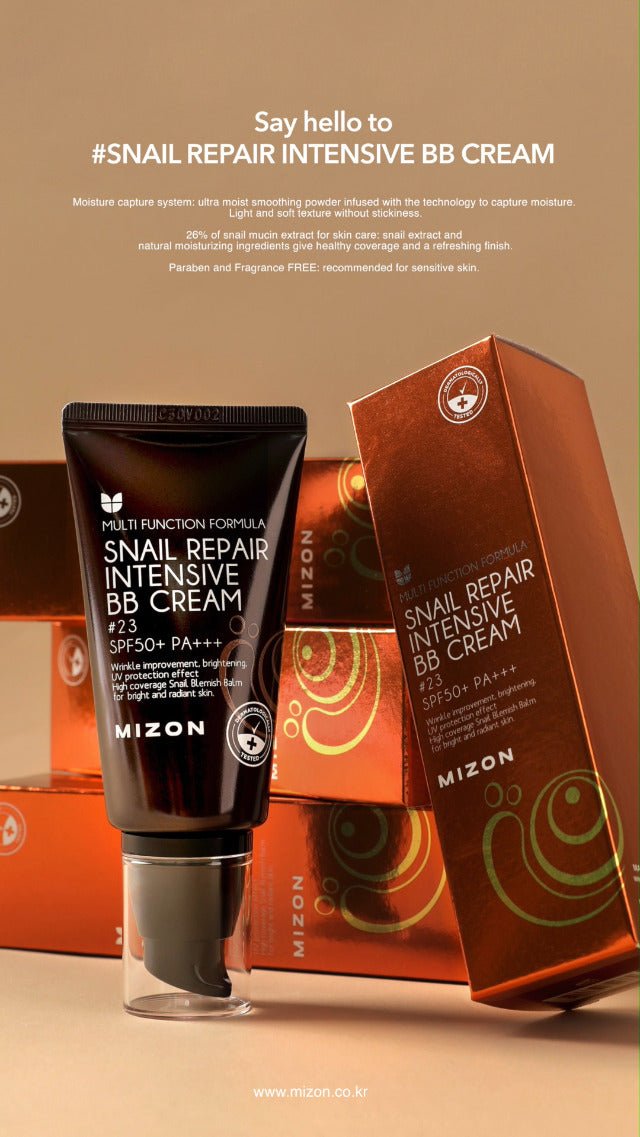 MIZON Snail Repair Blemish Balm, Multifunctional BB Cream with Snail Mucus Filtrate, Skin Care and Makeup Coverage, Strenghtens Skin Elasticity, Improves Fine Wrinkles(#21) - Morena Vogue