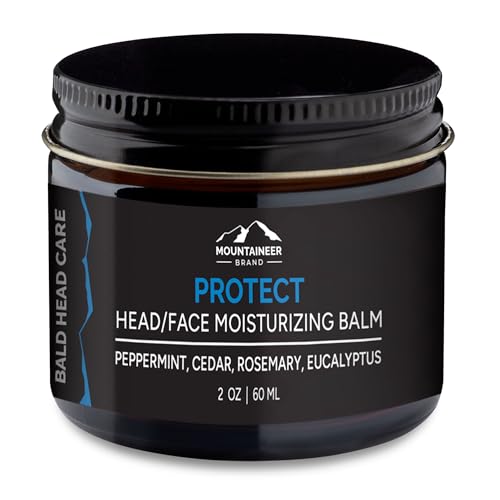 Mountaineer Brand All Natural Moisturizer and After Shave Balm for Men | Bald Head Care | Non-Greasy Scalp and Face Lotion | Refreshing Natural Scent | Made in USA | Protect 2oz - Morena Vogue