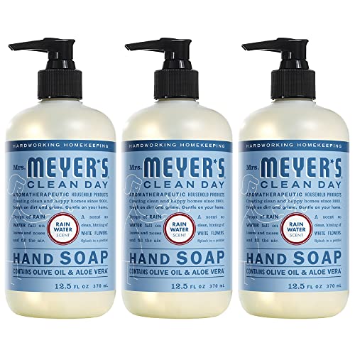 MRS. MEYER'S CLEAN DAY Hand Soap, Made with Essential Oils, Biodegradable Formula, Rain Water, 12.5 fl. oz - Pack of 3 - Morena Vogue