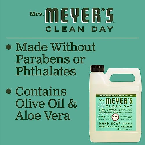 MRS. MEYER'S CLEAN DAY Hand Soap Refill, Made with Essential Oils, Biodegradable Formula, Basil, 33 fl. oz - Morena Vogue