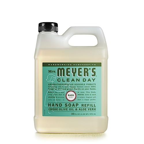 MRS. MEYER'S CLEAN DAY Hand Soap Refill, Made with Essential Oils, Biodegradable Formula, Basil, 33 fl. oz - Morena Vogue