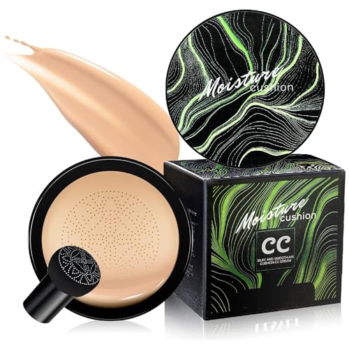 Mushroom Head Air Cushion CC Cream - BB Cream Foundation Makeup, Long-Lasting Makeup Even Skin Tone, Concealer Moisturizing Oil Control Waterproof, Makeup Base Primer for All Skin Types(Natural Beige) - Morena Vogue