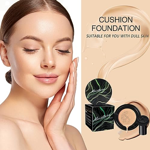 Mushroom Head Air Cushion CC Cream - BB Cream Foundation Makeup, Long-Lasting Makeup Even Skin Tone, Concealer Moisturizing Oil Control Waterproof, Makeup Base Primer for All Skin Types(Natural Beige) - Morena Vogue