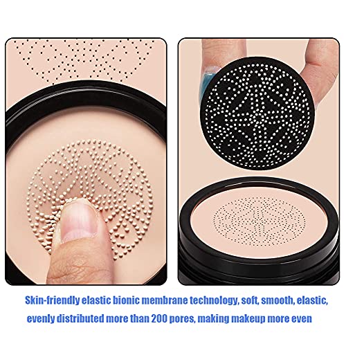 Mushroom Head Air Cushion CC Cream, CC Cream Foundation, Moisturizing BB Cream Foundation Long-Lasting Coverage of Blemishes, Matte Even Skin Tone Nude Makeup Base Primer(02#, Natural) - Morena Vogue