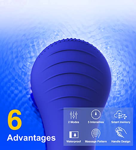 NågraCoola CLIE Facial Cleansing Brush, Waterproof and Rechargeable Face Scrub Brush for Men & Women, Cleansing, Exfoliating and Massaging, Electric Face Scrubber - Blue - Morena Vogue