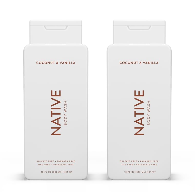 Native Body Wash Contains Naturally Derived Ingredients | For Women & Men, Sulfate, Paraben, & Dye Free Leaving Skin Soft and Hydrated | Coconut & Vanilla 18 oz - 2 Pk - Morena Vogue