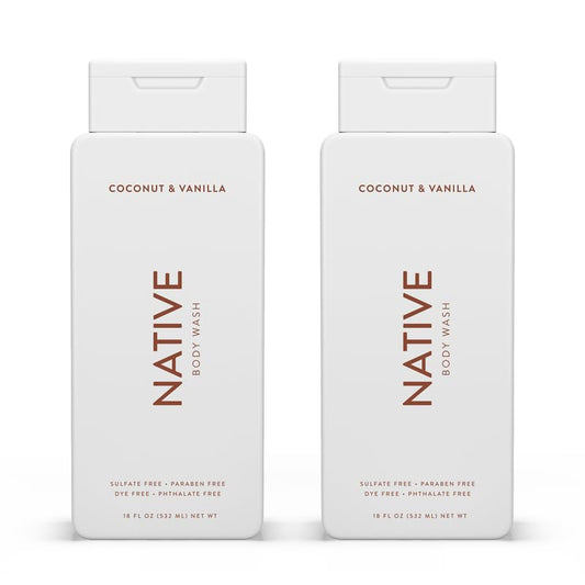 Native Body Wash Contains Naturally Derived Ingredients | For Women & Men, Sulfate, Paraben, & Dye Free Leaving Skin Soft and Hydrated | Coconut & Vanilla 18 oz - 2 Pk - Morena Vogue