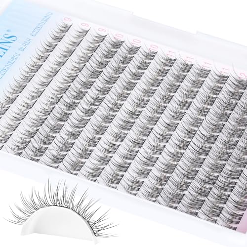 Natural Lash Extension Kit 168Pcs Lash Clusters Kit Wispy Eyelash Extensions 9-12MM Individual Lashes Extensions with Bond and Seal Lash Glue and Eyelash Extension Tweezers DIY at Home by TNFVLONEINS - Morena Vogue