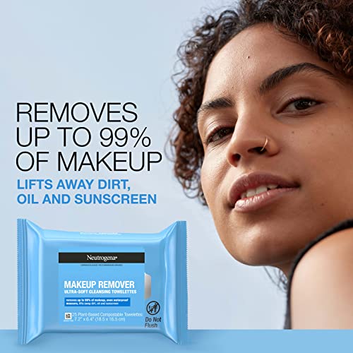 Neutrogena Cleansing Fragrance Free Makeup Remover Face Wipes, Cleansing Facial Towelettes for Waterproof Makeup, Alcohol-Free, Unscented, 100% Plant-Based Fibers, Twin Pack, 2 x 25 ct - Morena Vogue