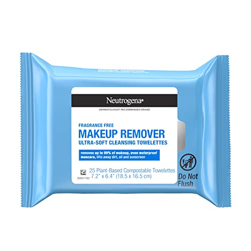 Neutrogena Fragrance-Free Makeup Remover Wipes, Daily Facial Cleanser Towelettes, Gently Removes Oil & Makeup, Alcohol-Free Makeup Wipes, 25 ct - Morena Vogue