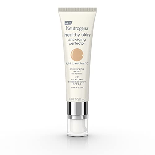 Neutrogena Healthy Skin Anti-Aging Perfector Tinted Facial Moisturizer and Retinol Treatment with Broad Spectrum SPF 20 Sunscreen with Titanium Dioxide, 30 Light to Neutral, 1 fl. oz - Morena Vogue