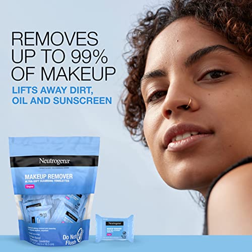 Neutrogena Makeup Remover Facial Cleansing Towelette Singles, Daily Face Wipes Remove Dirt, Oil, Makeup & Waterproof Mascara, Gentle, Individually Wrapped, 100% Plant-Based Fibers, 20 ct - Morena Vogue