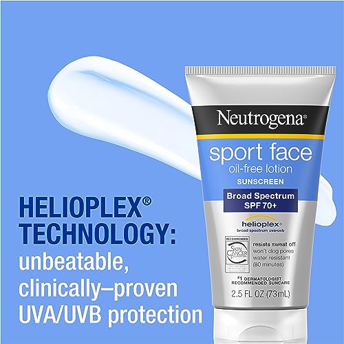 Neutrogena Sport Face Sunscreen SPF 70+, Oil-Free Facial Sunscreen Lotion with Broad Spectrum UVA/UVB Sun Protection, Sweat-Resistant & Water-Resistant, 2.5 fl. oz - Morena Vogue