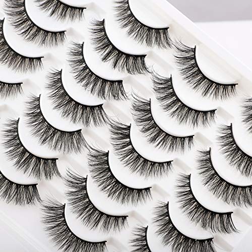 Newcally Lashes False Eyelashes Cat Eyes Wispy Natural Faux Mink Lashes 14 Pairs Pack Light Volume Short Fake Eye Lashes Multipack - Morena Vogue